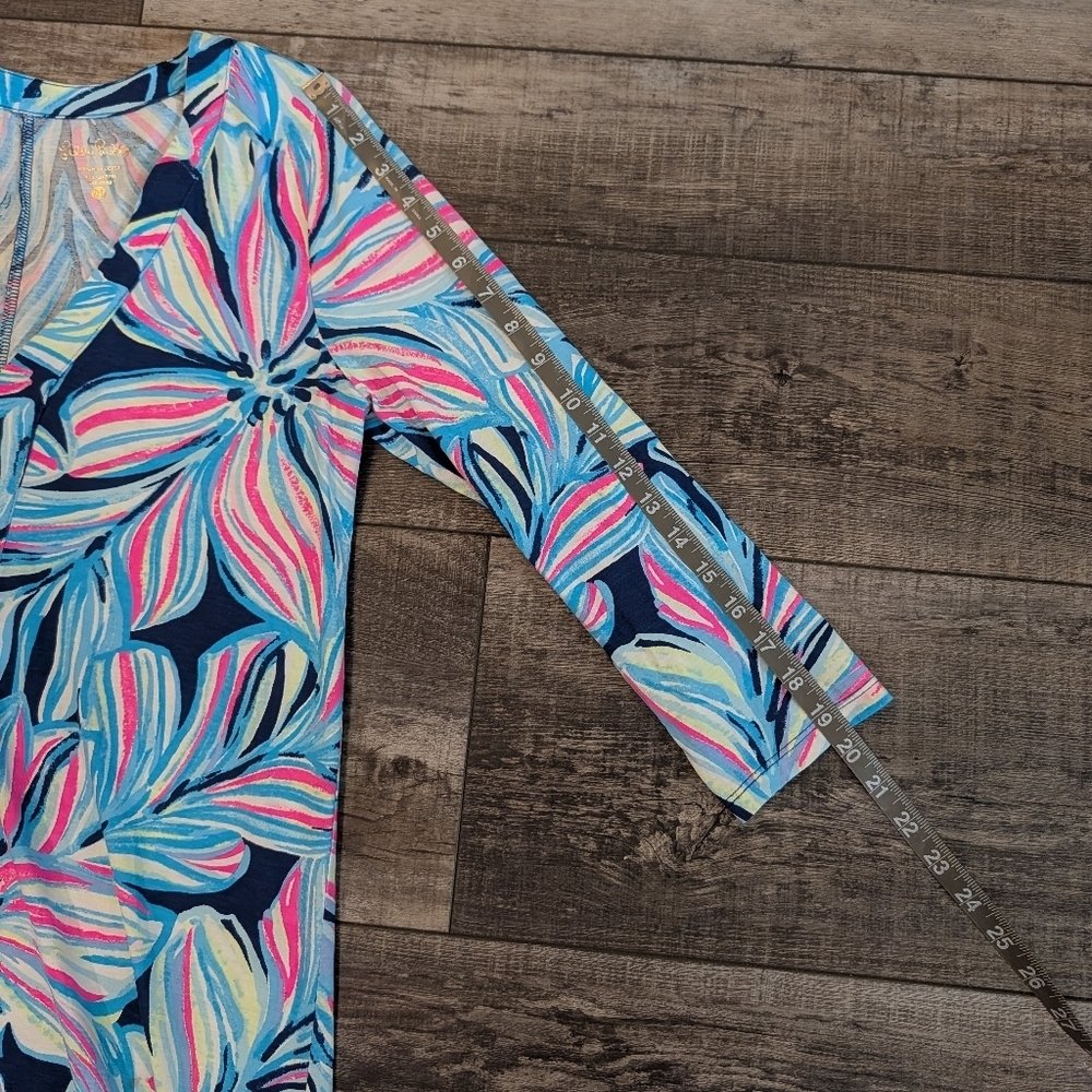 Lilly Pulitzer Vibrant Blue and Pink Long Sleeve Dress Sz. M - Picture 9 of 9
